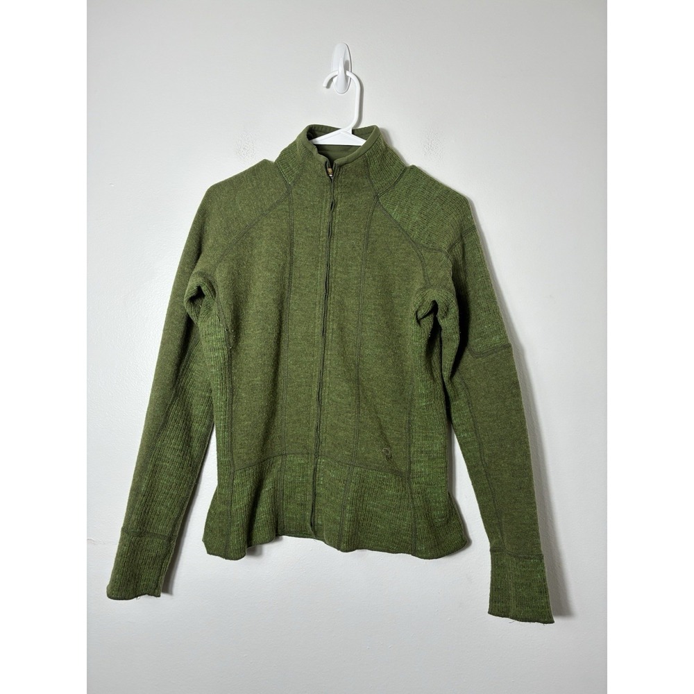 Mountain Hardware Adventure Sweater Sz S Green Women's Full Zip Wool Blend Hike